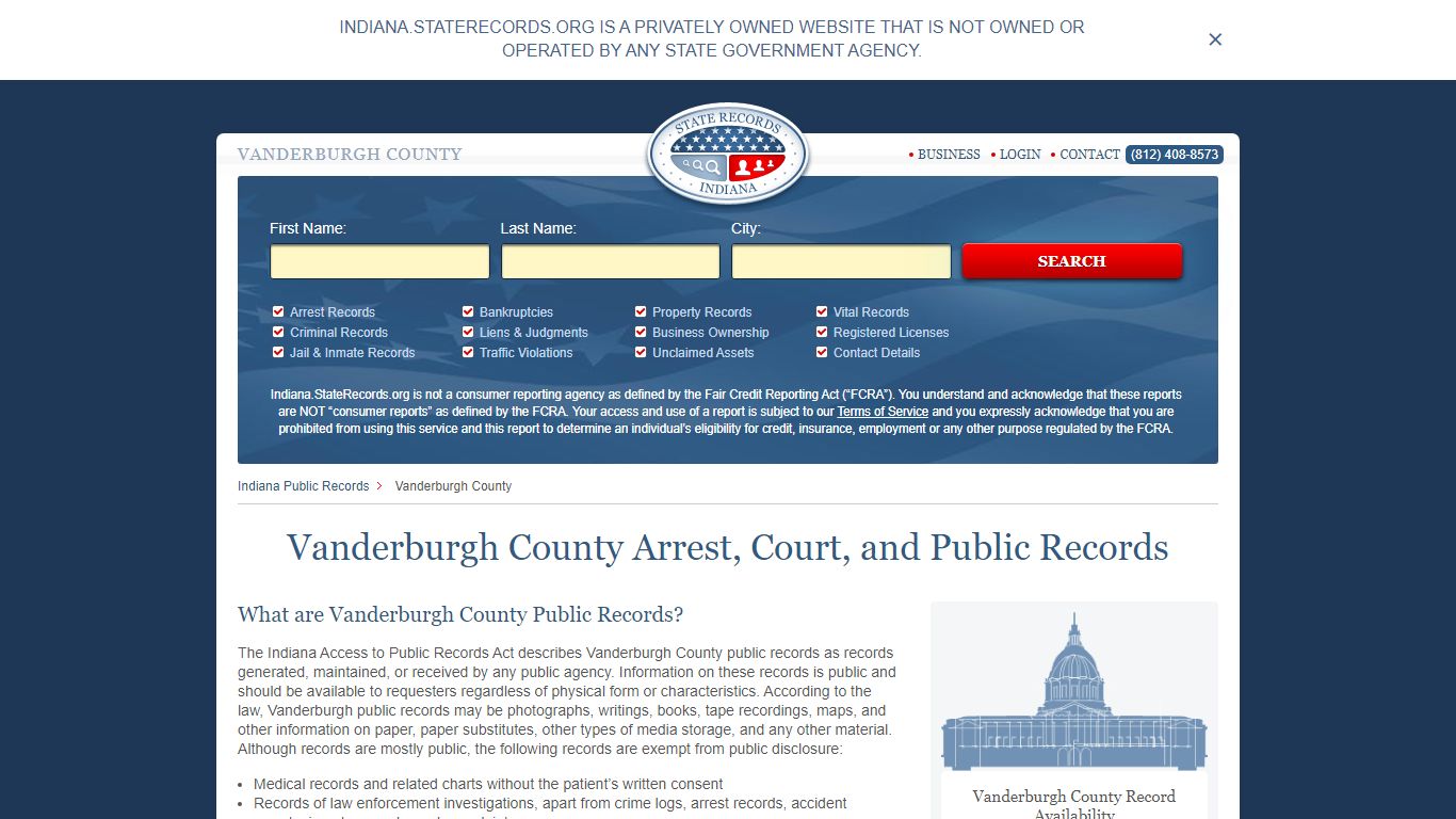 Vanderburgh County Arrest, Court, and Public Records