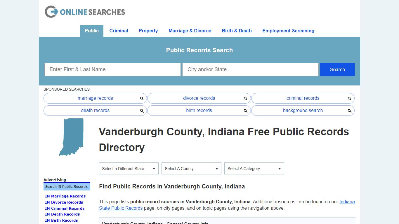 Vanderburgh County, Indiana Public Records Directory