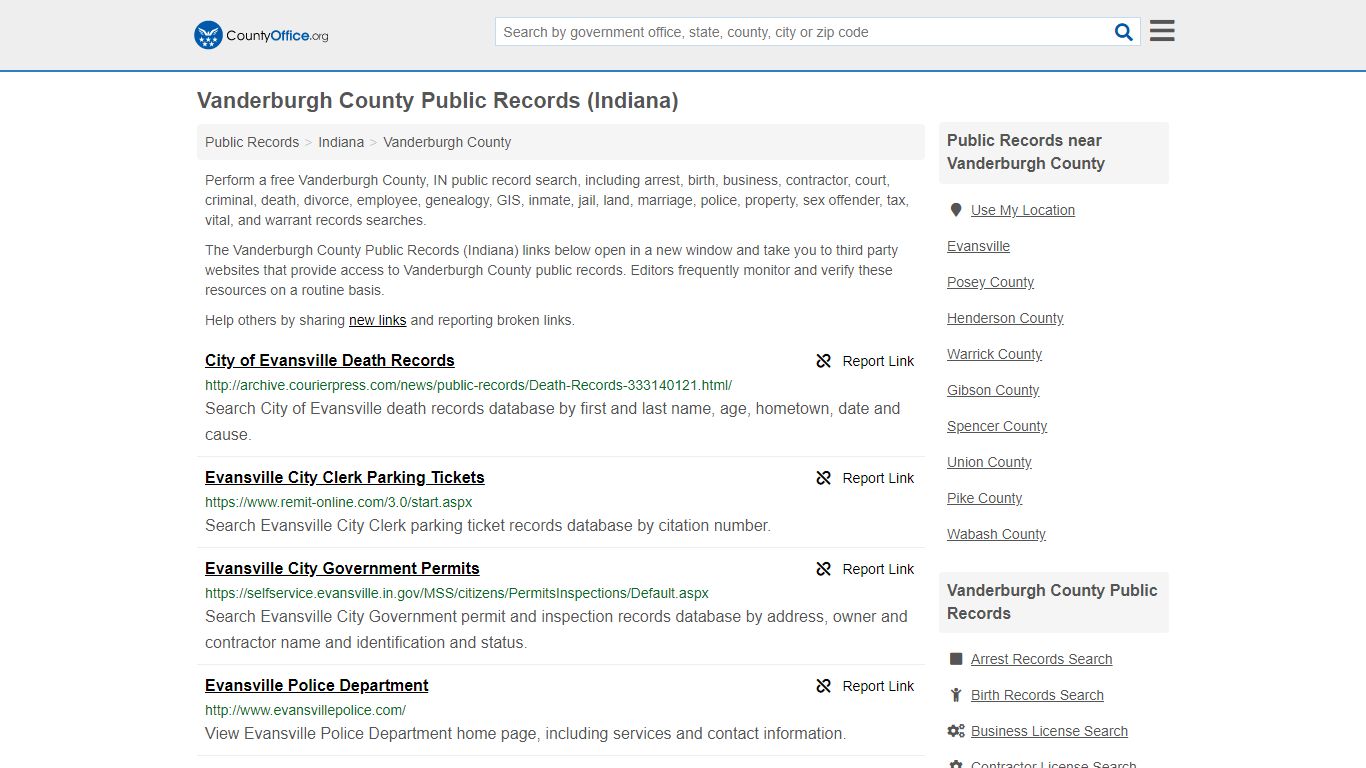 Public Records - Vanderburgh County, IN (Business ...