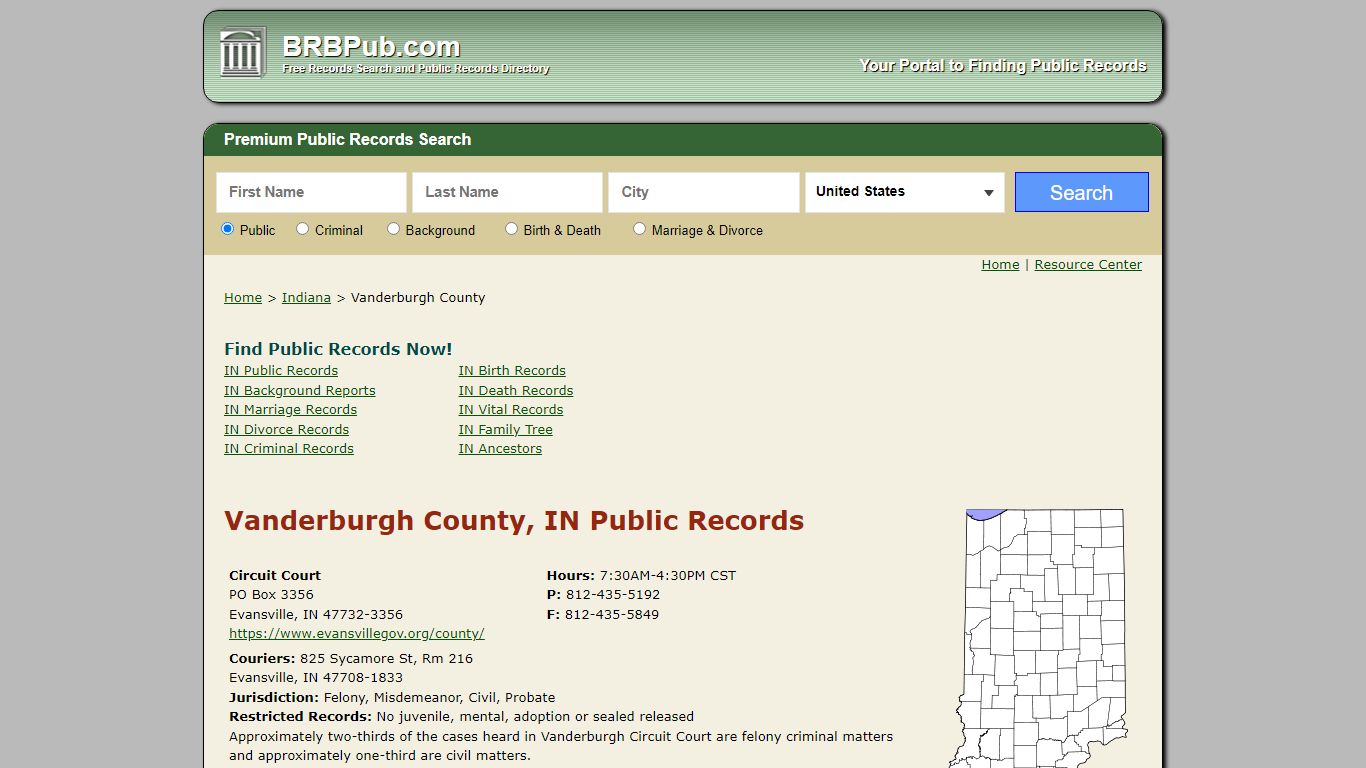 Vanderburgh County Public Records | Search Indiana ...