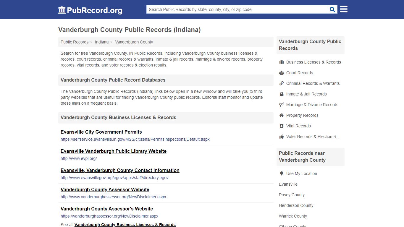 Free Vanderburgh County Public Records (Indiana Public ...